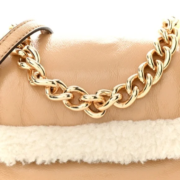 NWT RARE MARC JACOBS Lambskin Shearling The Mini Pillow Bag Iced Coffee
